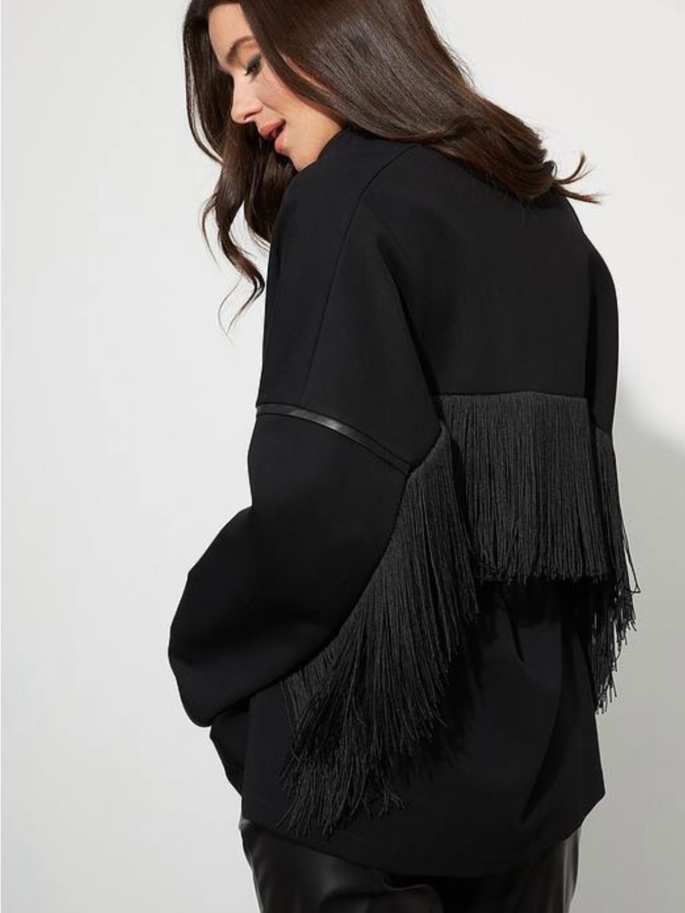 Black Fringe Detail Women's Jacket